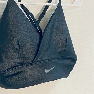 Black Shimmer V-Neck Nike Sports Bra